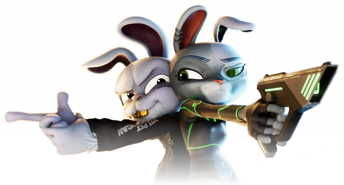 Two bunnies with guns